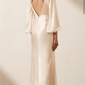 Shona Joy La Lune Belle Sleeve Backless MIDI Dress in Olive